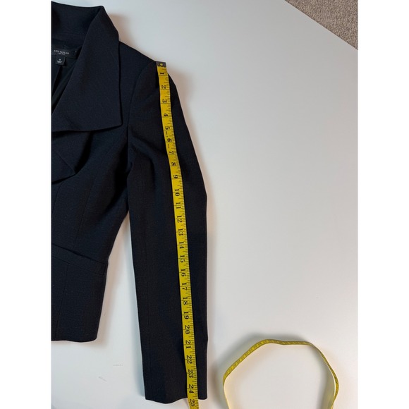 Ann Taylor Charcoal Grey Skirt Suit Set Wide Lapel Blazer Pencil Skirt Size 8 - Picture 5 of 12